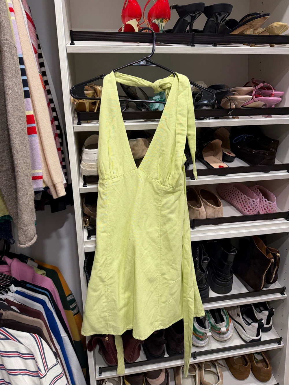 l*space Lime Halter Tie-Back Mini Dress